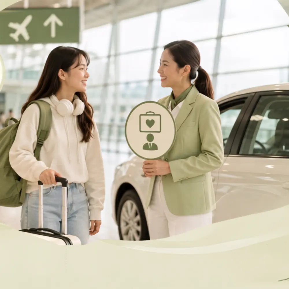 Student airport pick-up service in Singapore with a friendly guardian welcoming an international student.