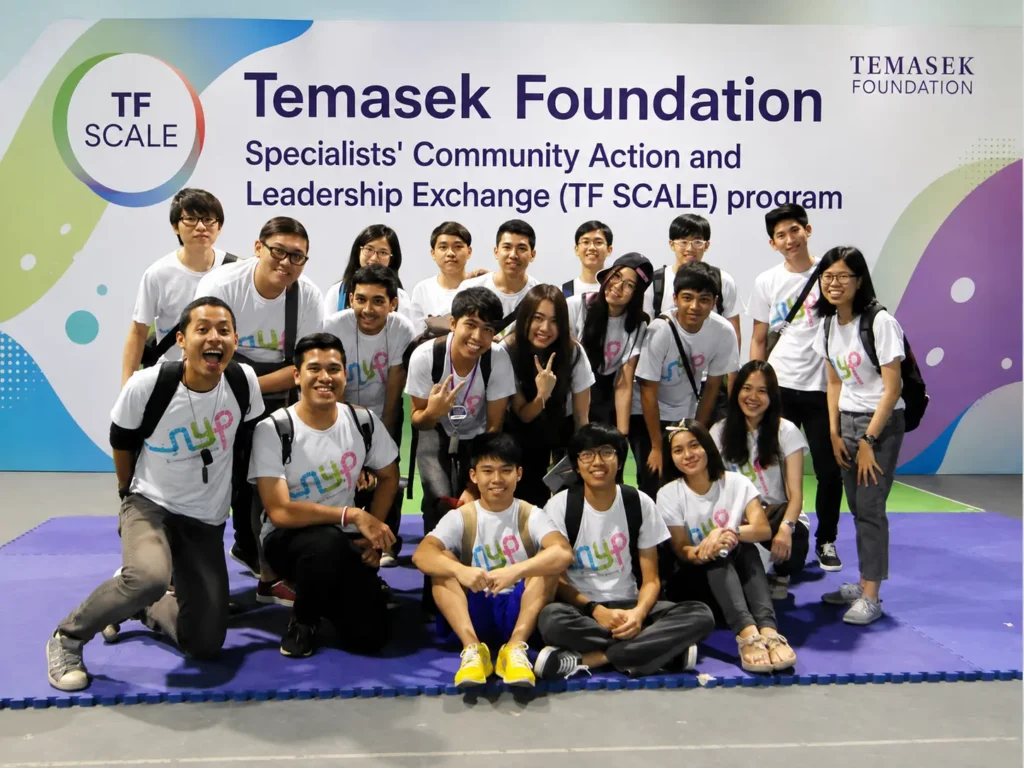 Participants of the Temasek Foundation Specialists' Community Action and Leadership Exchange (TF SCALE) Program gathered for a group photo during the leadership and community engagement exchange program in Singapore.